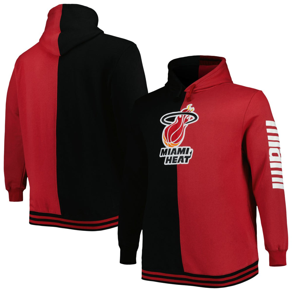 Miami Heat Hardwood Classics Big & Tall Hardwood Classics Split Pullover Hoodie Black/Red - NBA