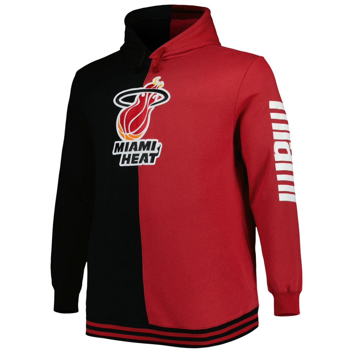 Miami Heat Hardwood Classics Big & Tall Hardwood Classics Split Pullover Hoodie Black/Red - NBA