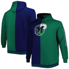 Dallas Mavericks Hardwood Classics Big & Tall Hardwood Classics Split Pullover Hoodie Navy/Green - NBA