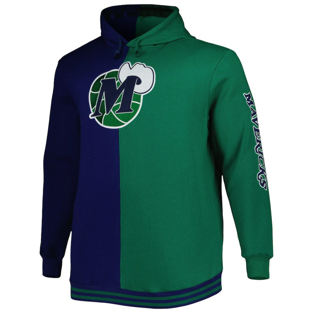 Dallas Mavericks Hardwood Classics Big & Tall Hardwood Classics Split Pullover Hoodie Navy/Green - NBA