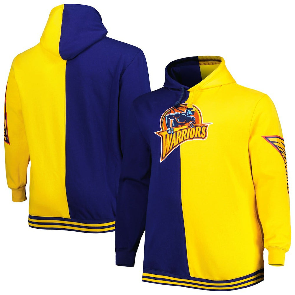 Golden State Warriors Big & Tall Hardwood Classics Split Pullover Hoodie Navy/Gold - NBA