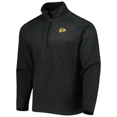 Chicago Blackhawks Antigua Course Quarter-Zip Jacket - Heathered Black - NHL