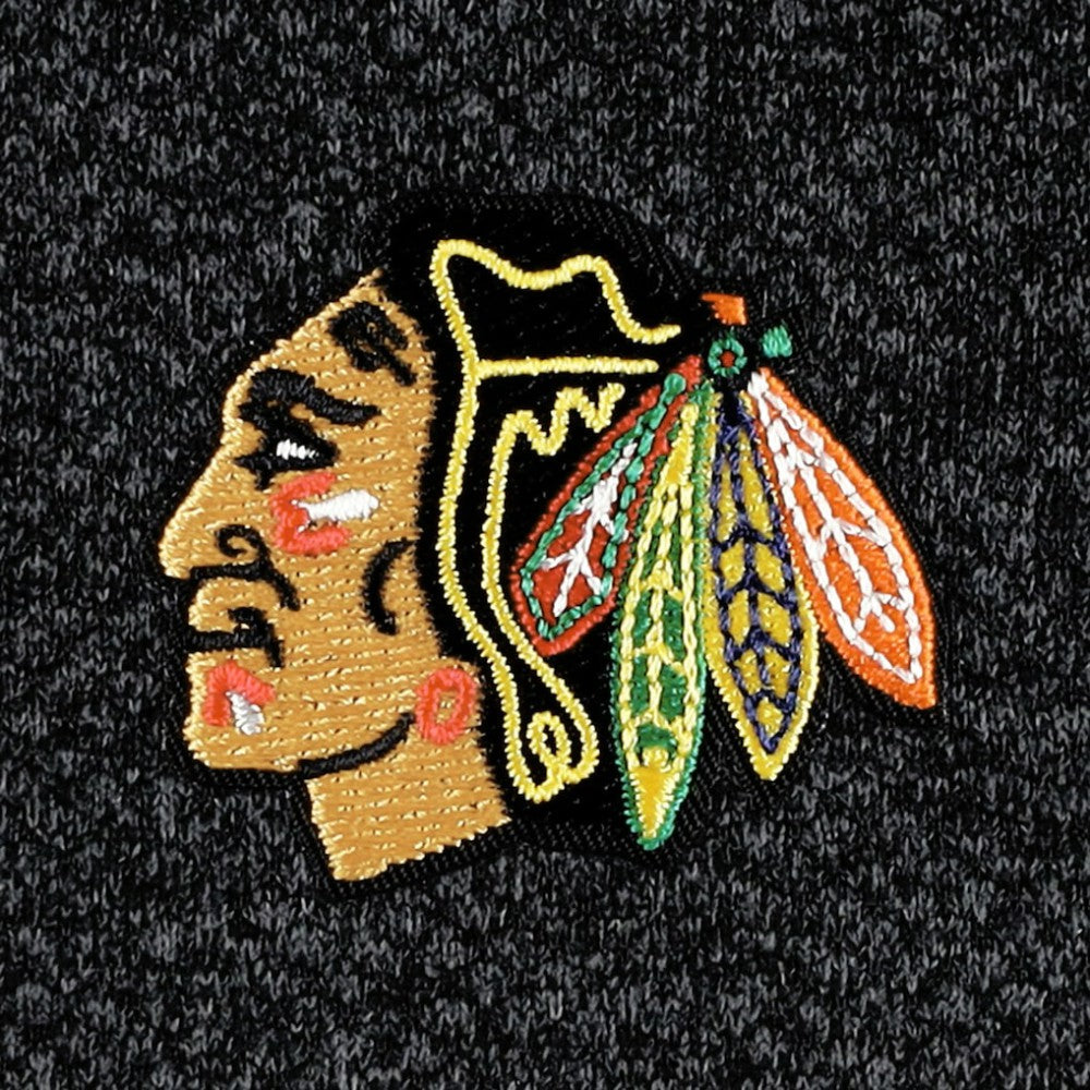 Chicago Blackhawks Antigua Course Quarter-Zip Jacket - Heathered Black - NHL