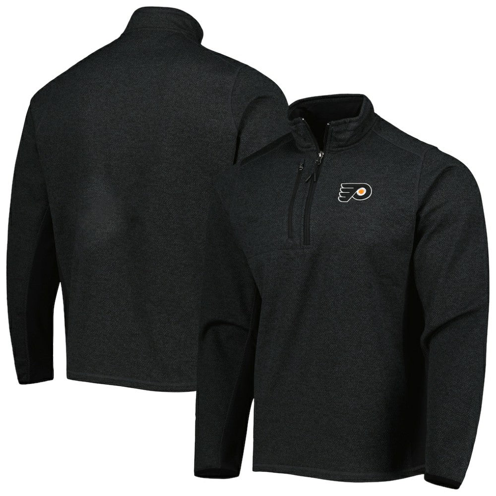 Philadelphia Flyers Antigua Course Quarter-Zip Jacket - Heathered Black - NHL