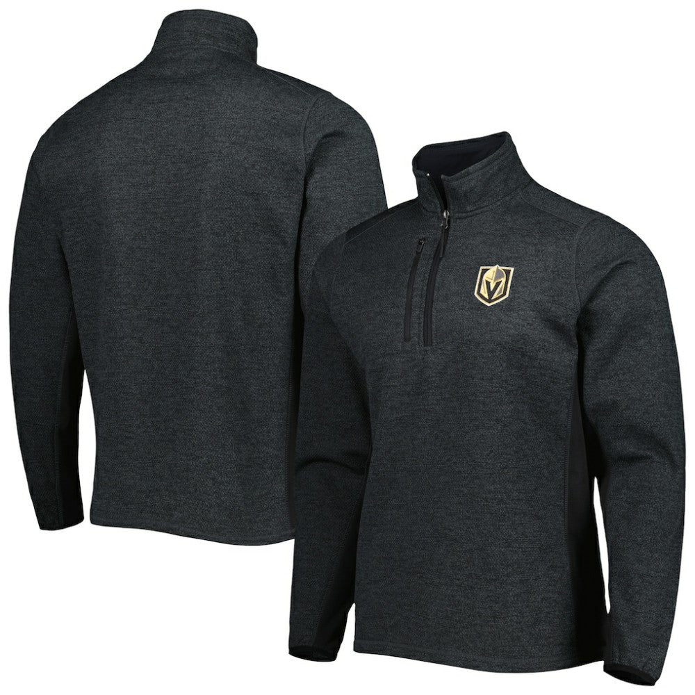 Vegas Golden Knights Antigua Course Quarter-Zip Jacket - Heathered Black - NHL