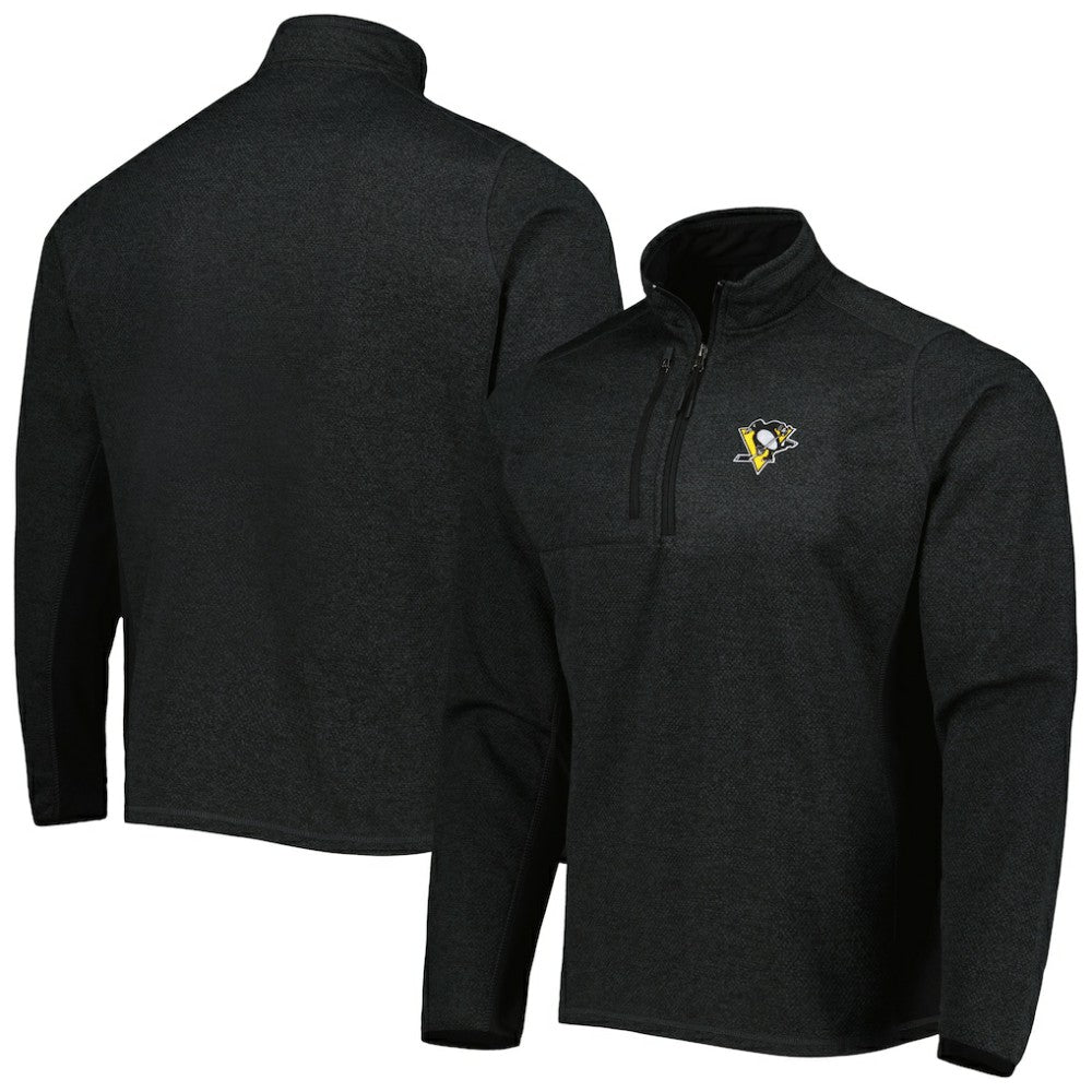 Pittsburgh Penguins Antigua Course Quarter-Zip Jacket - Heathered Black - NHL