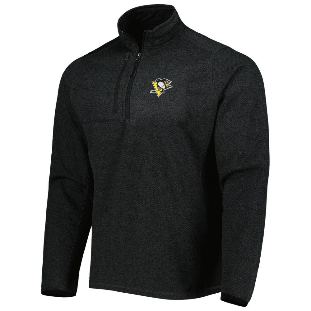 Pittsburgh Penguins Antigua Course Quarter-Zip Jacket - Heathered Black - NHL