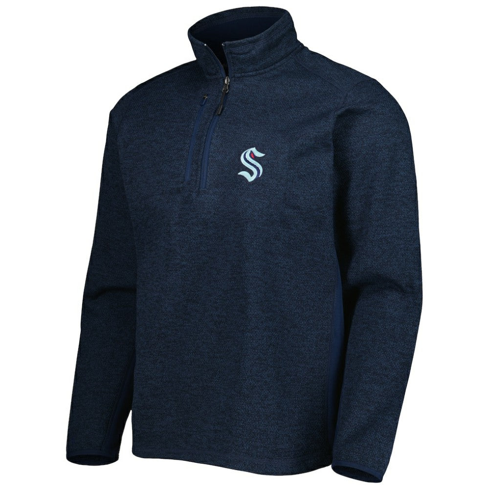 Seattle Kraken Antigua Course Quarter-Zip Jacket - Heathered Deep Sea Blue - NHL