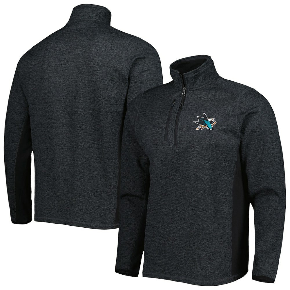 San Jose Sharks Antigua Course Quarter-Zip Jacket - Heathered Black - NHL