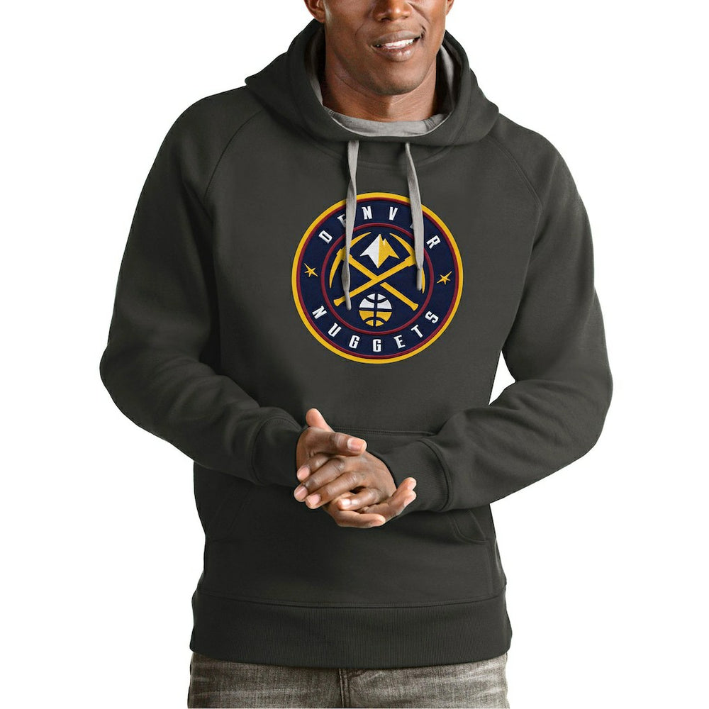 Denver Nuggets Antigua Team Logo Victory Pullover Hoodie Charcoal - NBA