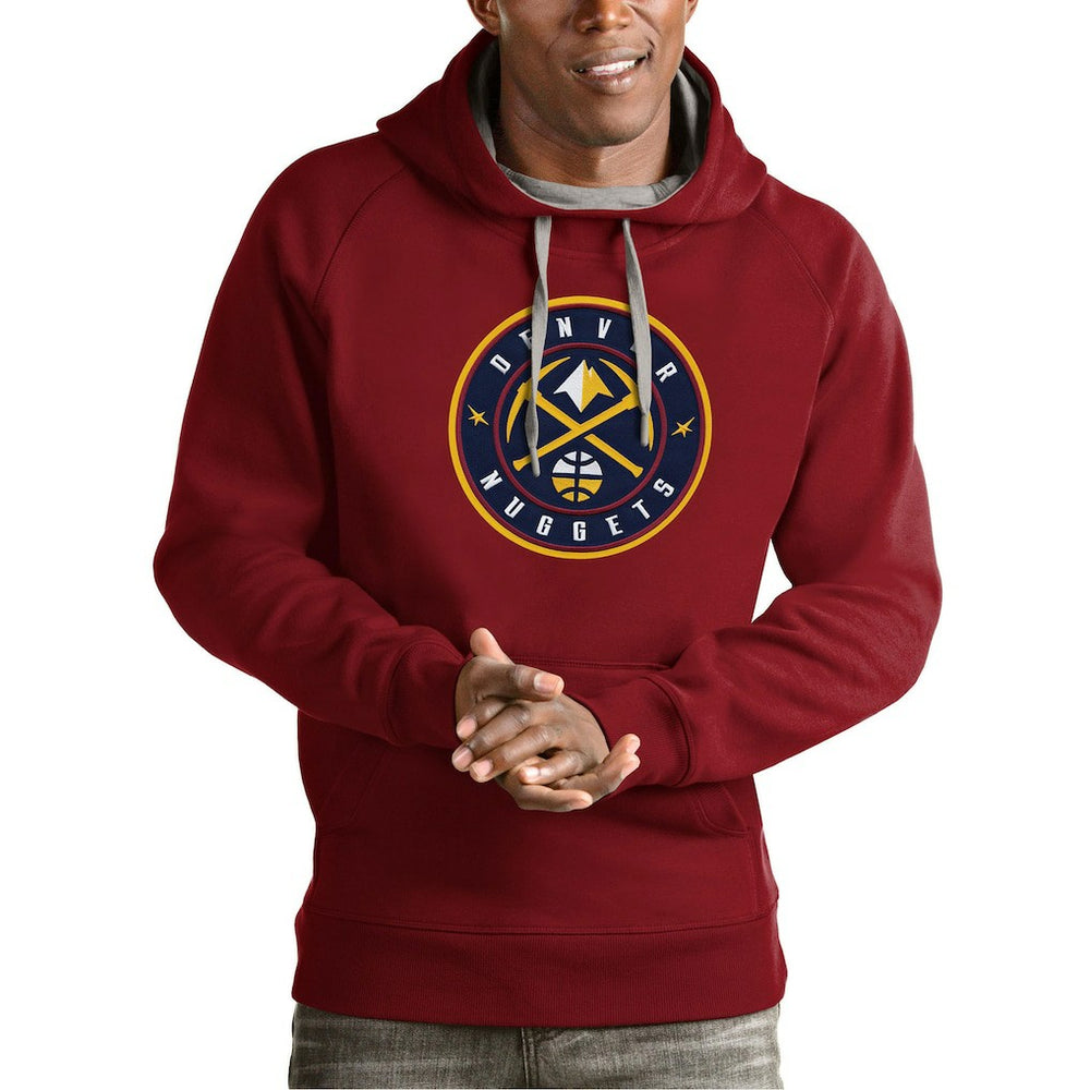 Denver Nuggets Antigua Team Logo Victory Pullover Hoodie Red - NBA