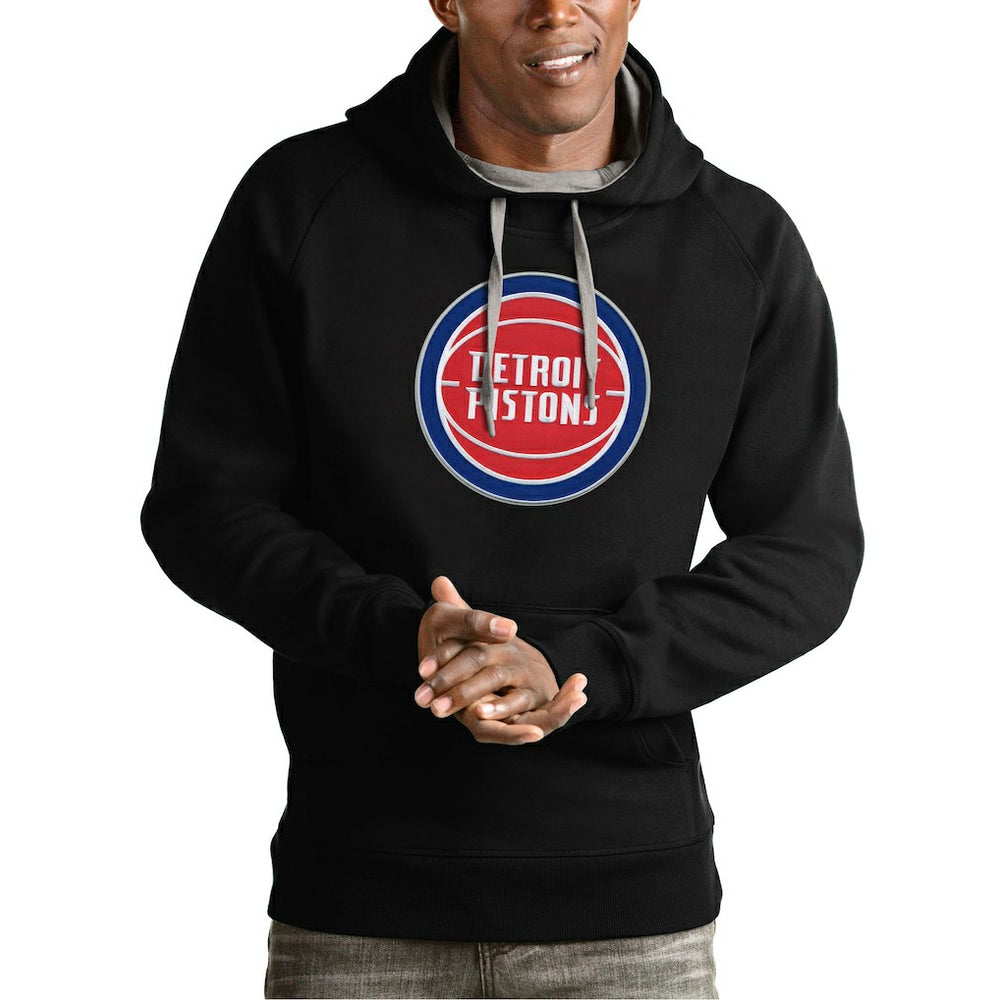 Detroit Pistons Antigua Team Logo Victory Pullover Hoodie Black - NBA
