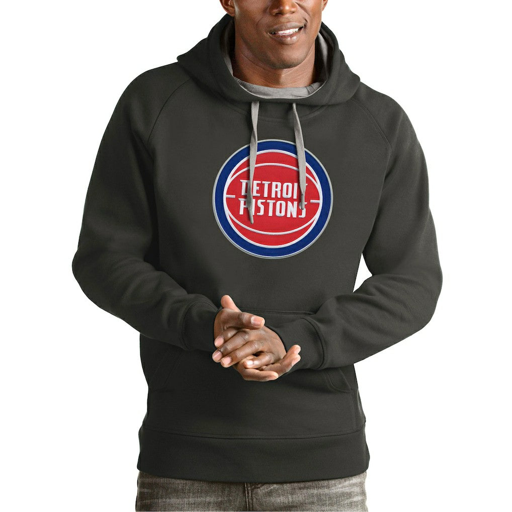 Detroit Pistons Antigua Team Logo Victory Pullover Hoodie Charcoal - NBA