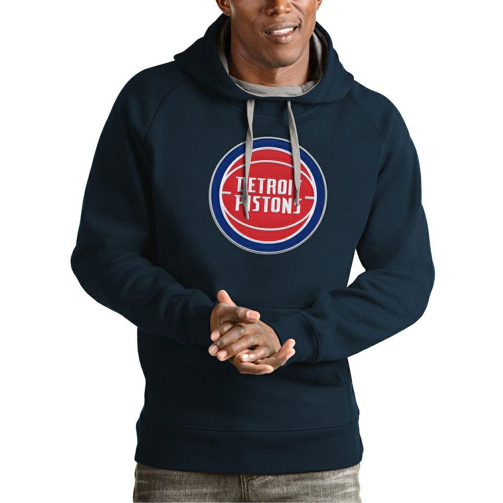 Detroit Pistons Antigua Team Logo Victory Pullover Hoodie Navy - NBA