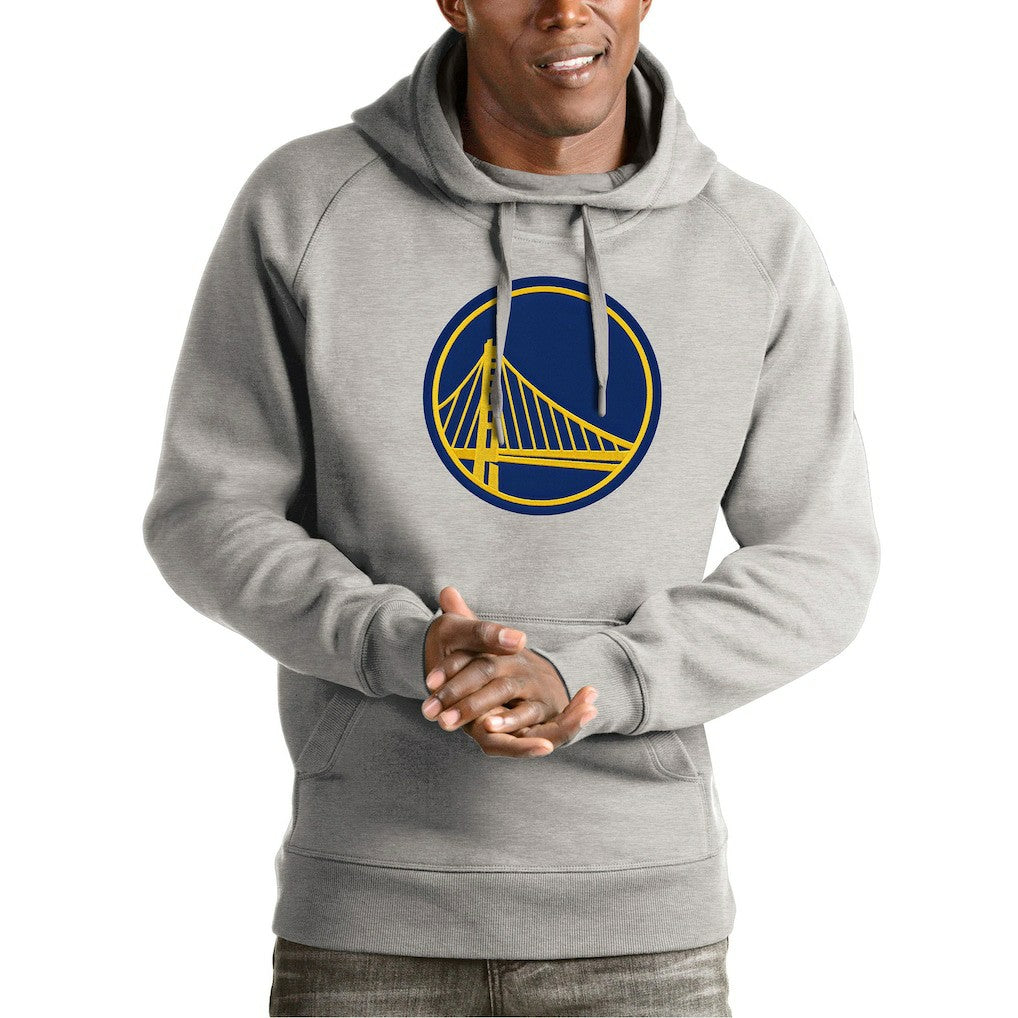 Golden State Warriors Antigua Team Logo Victory Pullover Hoodie Heather Gray - NBA