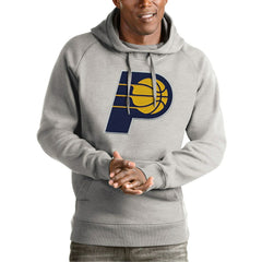 Indiana Pacers Antigua Team Logo Victory Pullover Hoodie Heather Gray - NBA