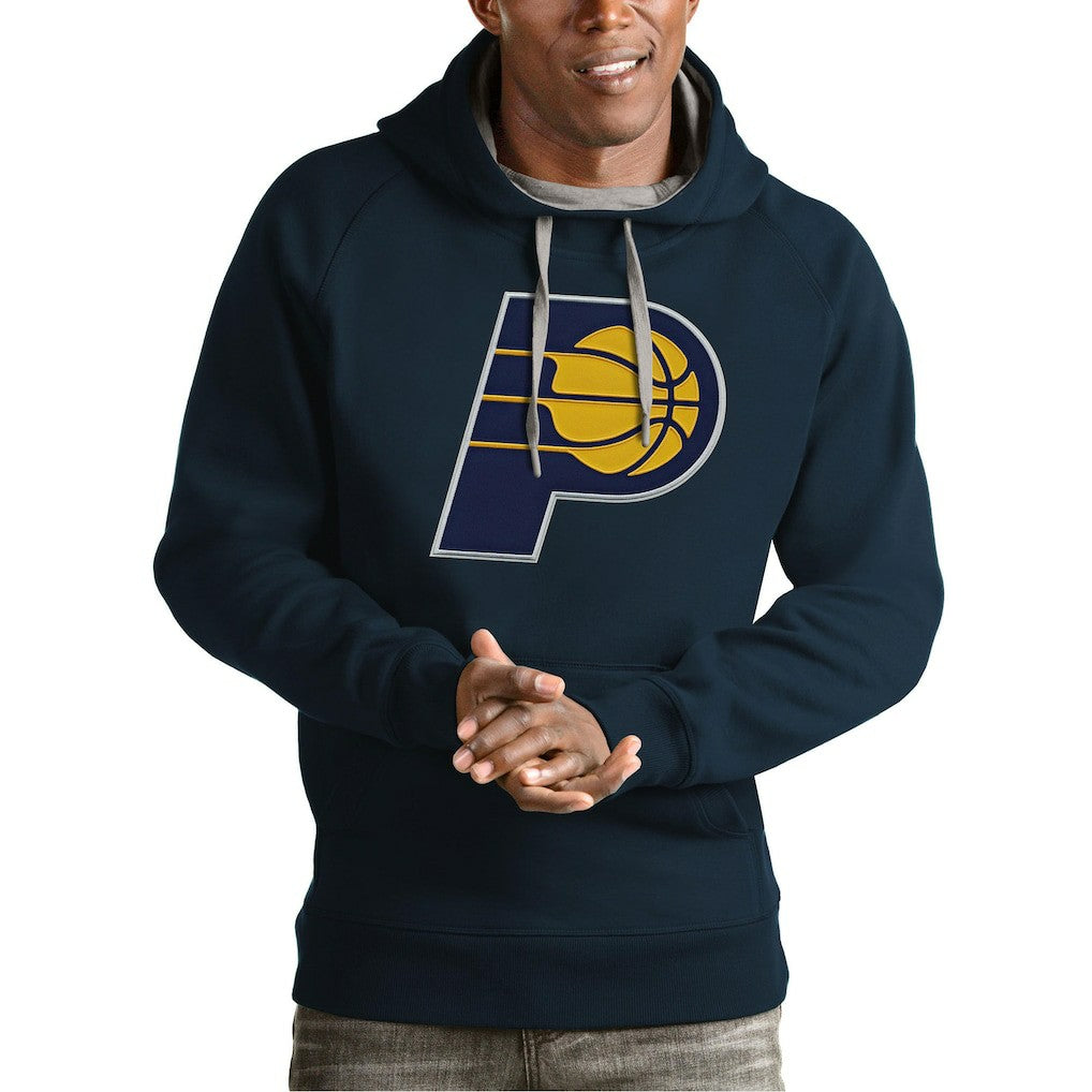 Indiana Pacers Antigua Team Logo Victory Pullover Hoodie Navy - NBA