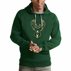 Milwaukee Bucks Antigua Team Logo Victory Pullover Hoodie Green - NBA