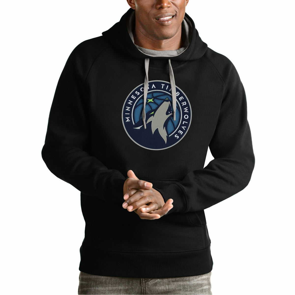 Minnesota Timberwolves Antigua Team Logo Victory Pullover Hoodie Black - NBA