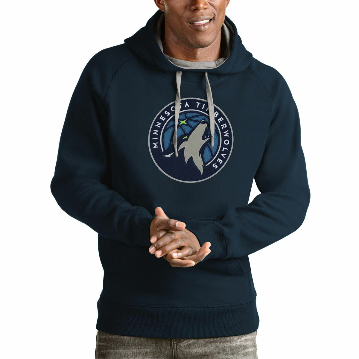 Minnesota Timberwolves Antigua Team Logo Victory Pullover Hoodie Navy - NBA