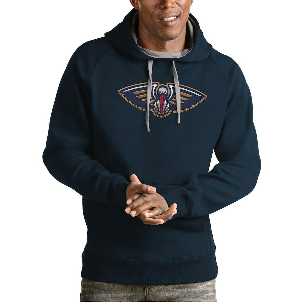 New Orleans Pelicans Antigua Team Logo Victory Pullover Hoodie Navy - NBA