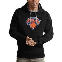 New York Knicks Antigua Team Logo Victory Pullover Hoodie Black - NBA