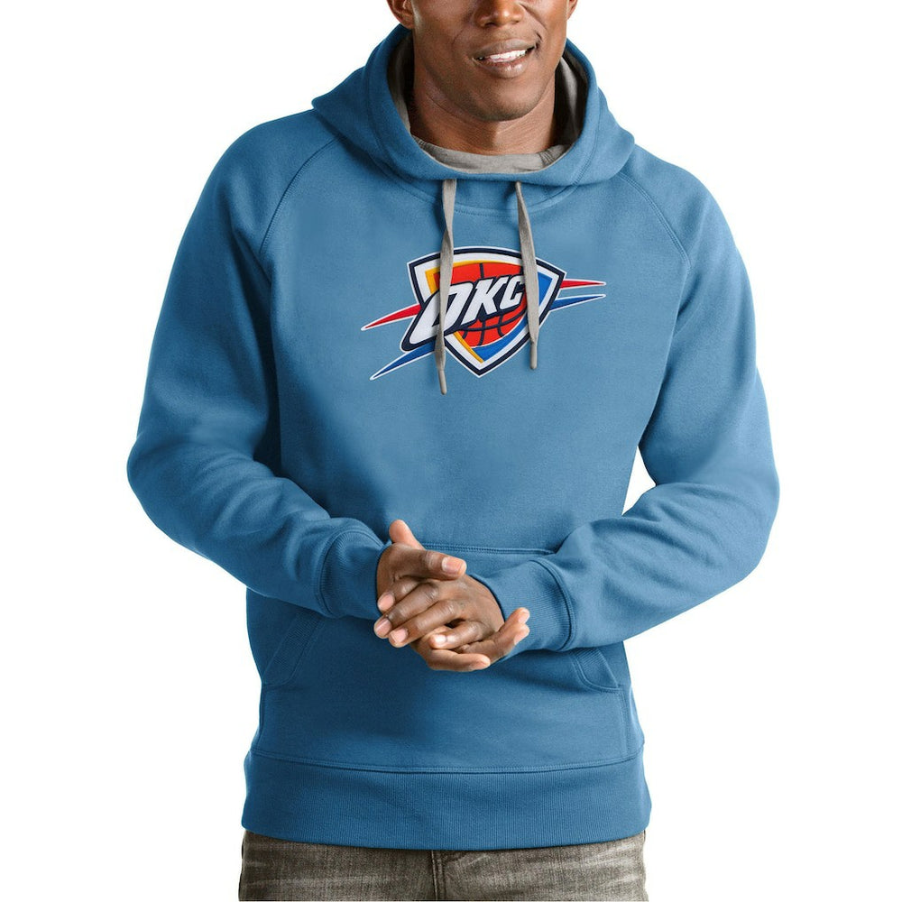 Oklahoma City Thunder Antigua Team Logo Victory Pullover Hoodie Light Blue - NBA