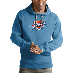 Oklahoma City Thunder Antigua Team Logo Victory Pullover Hoodie Light Blue - NBA