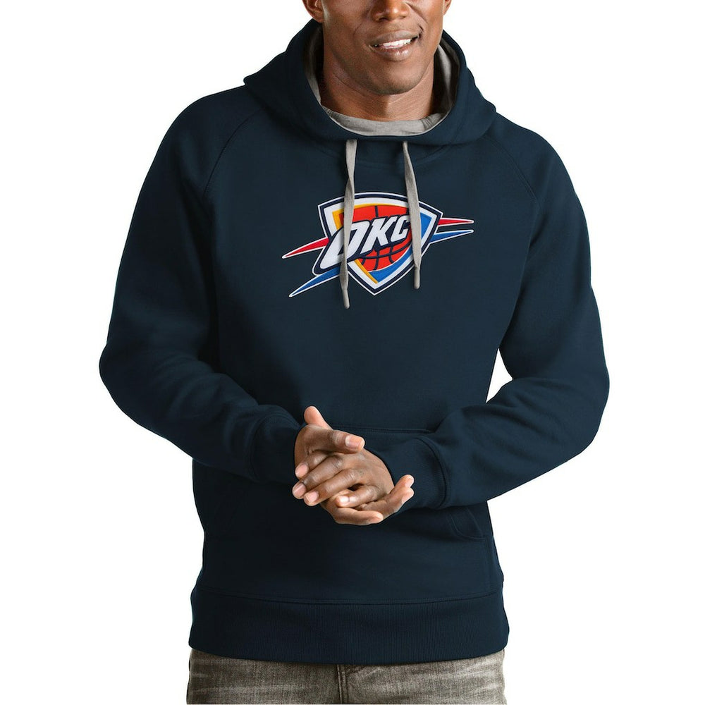 Oklahoma City Thunder Antigua Team Logo Victory Pullover Hoodie Navy - NBA