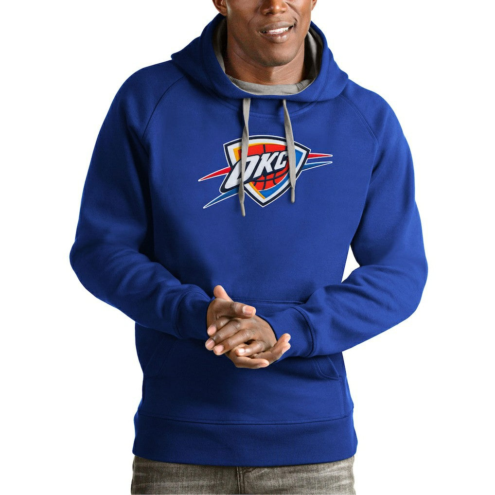 Oklahoma City Thunder Antigua Team Logo Victory Pullover Hoodie Royal - NBA