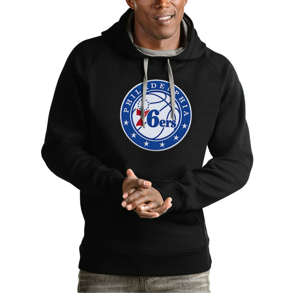 Philadelphia 76ers Antigua Team Logo Victory Pullover Hoodie Black - NBA
