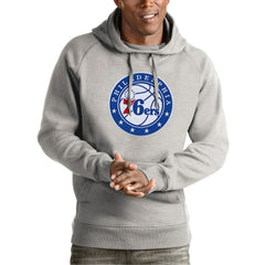 Philadelphia 76ers Antigua Team Logo Victory Pullover Hoodie Heather Gray - NBA