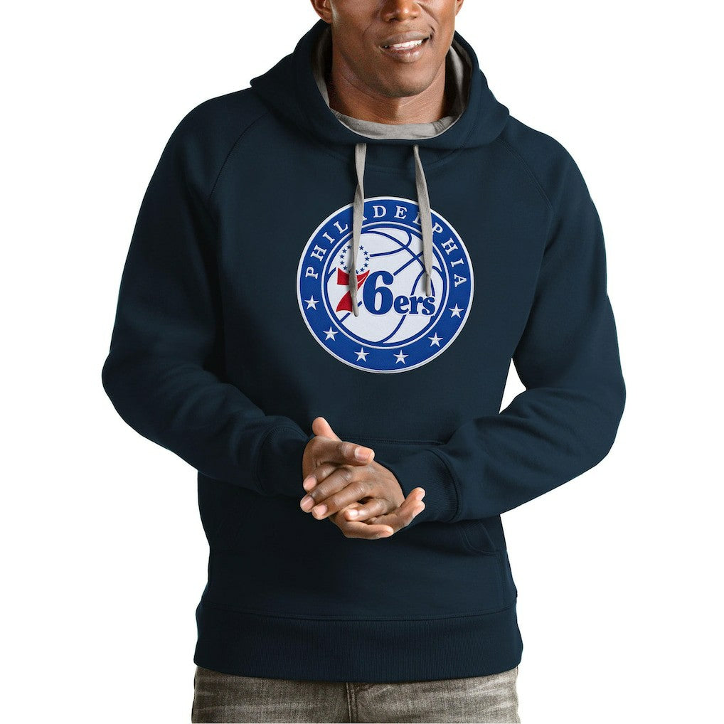 Philadelphia 76ers Antigua Team Logo Victory Pullover Hoodie Navy - NBA