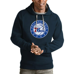 Philadelphia 76ers Antigua Team Logo Victory Pullover Hoodie Navy - NBA