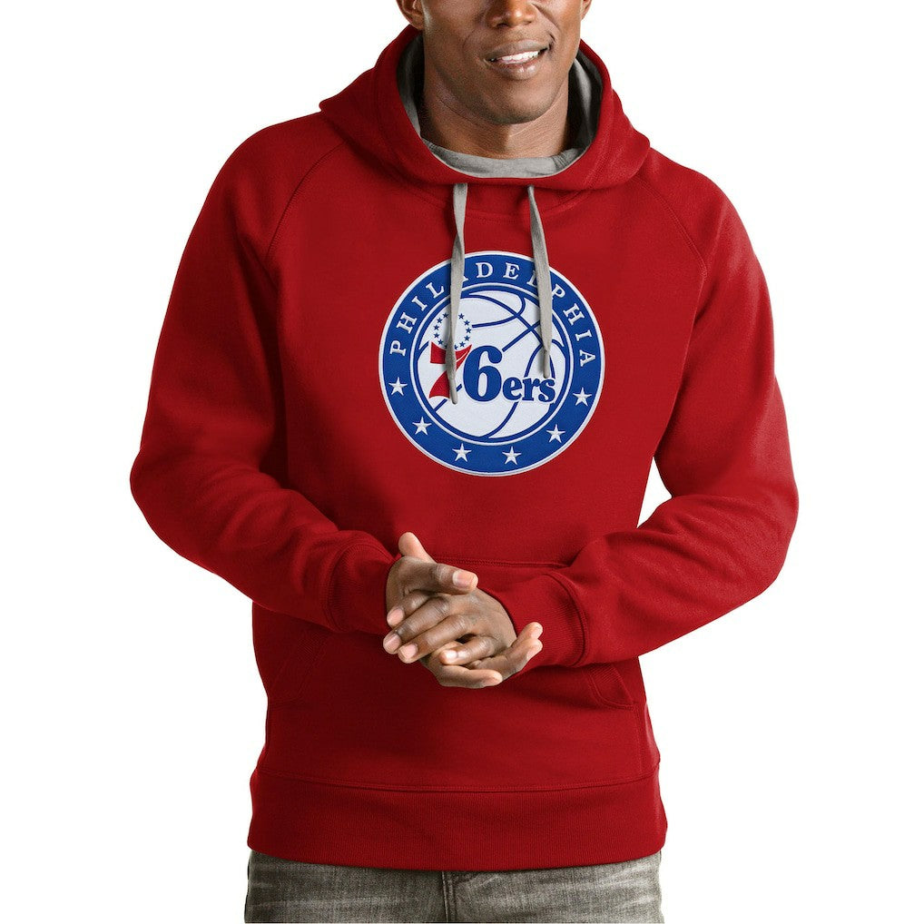 Philadelphia 76ers Antigua Team Logo Victory Pullover Hoodie Red - NBA