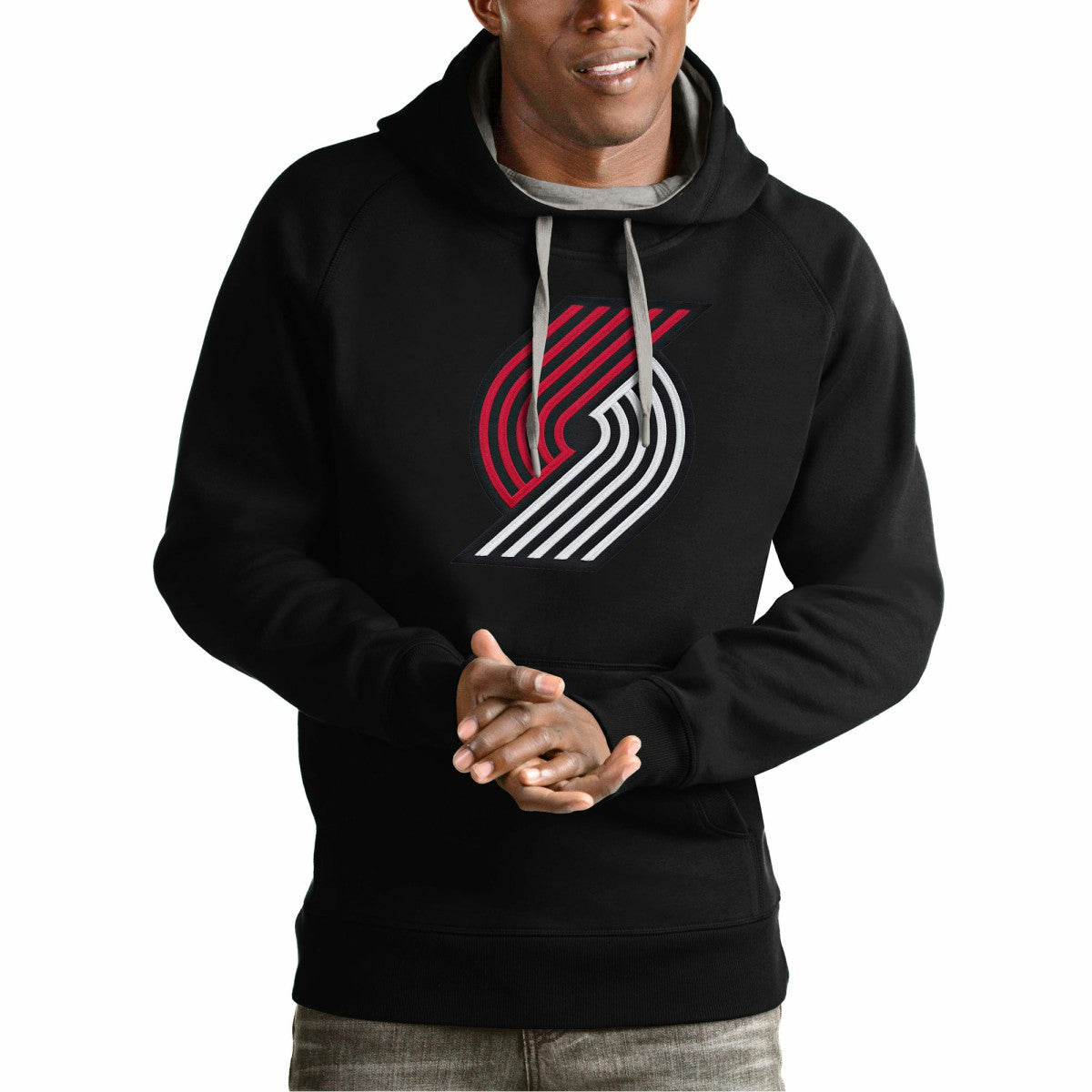 Portland Trail Blazers Antigua Team Logo Victory Pullover Hoodie Black - NBA