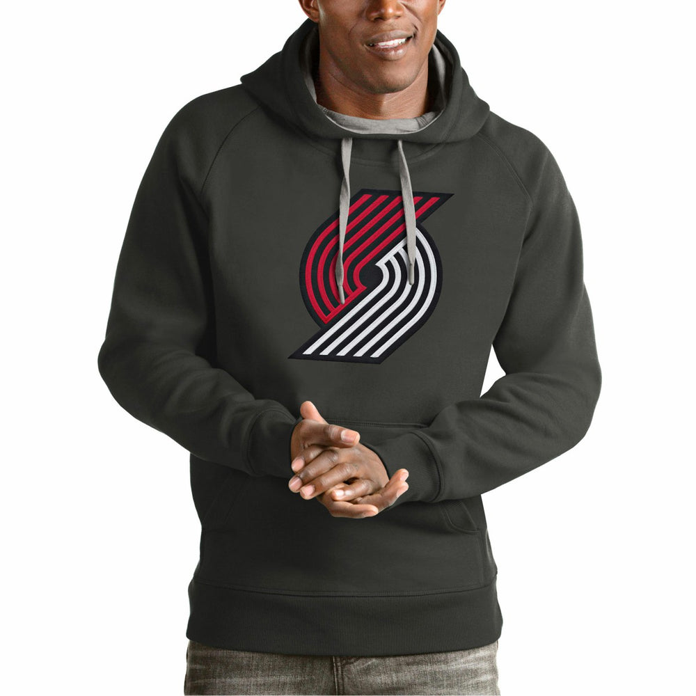 Portland Trail Blazers Antigua Team Logo Victory Pullover Hoodie Charcoal - NBA