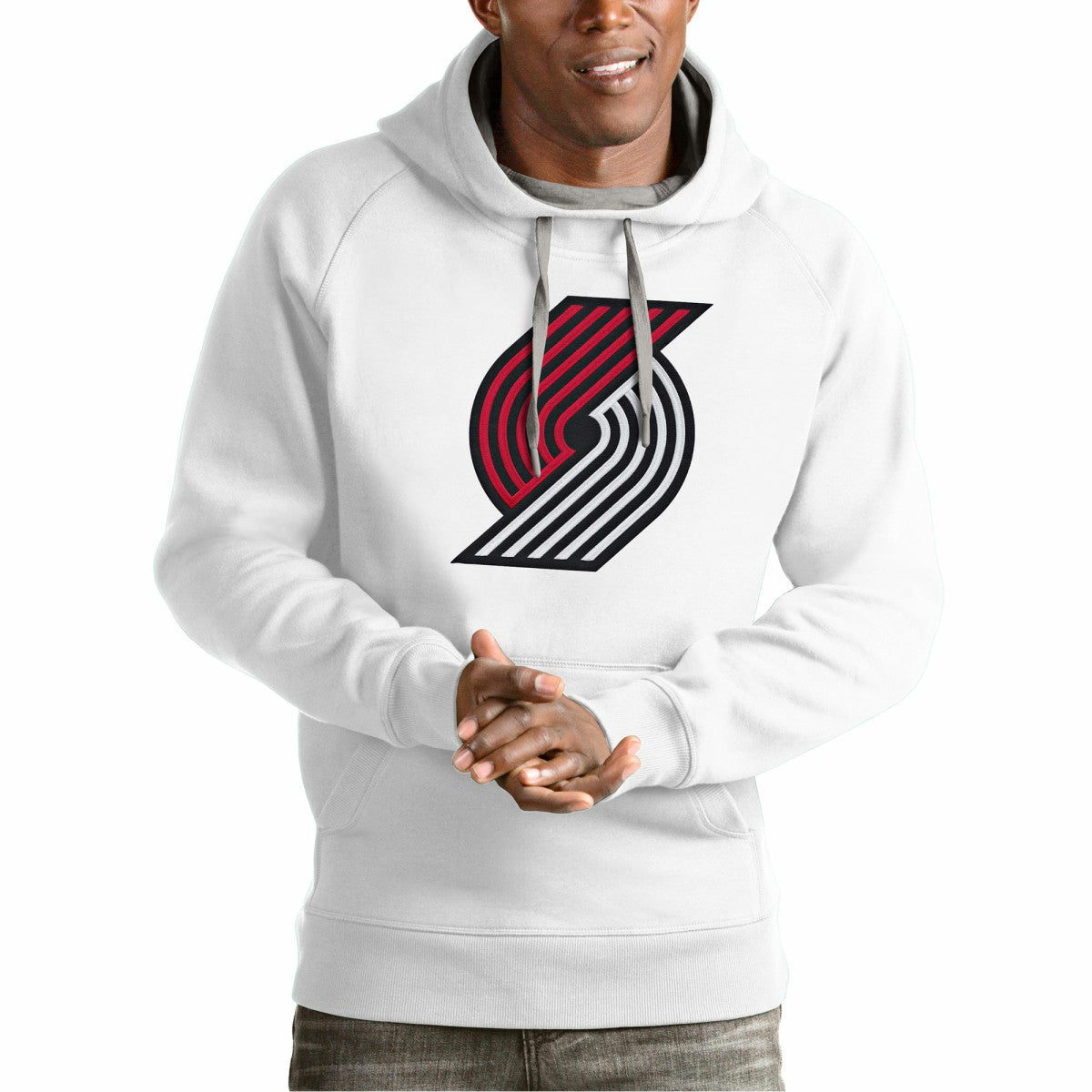 Portland Trail Blazers Antigua Team Logo Victory Pullover Hoodie White - NBA