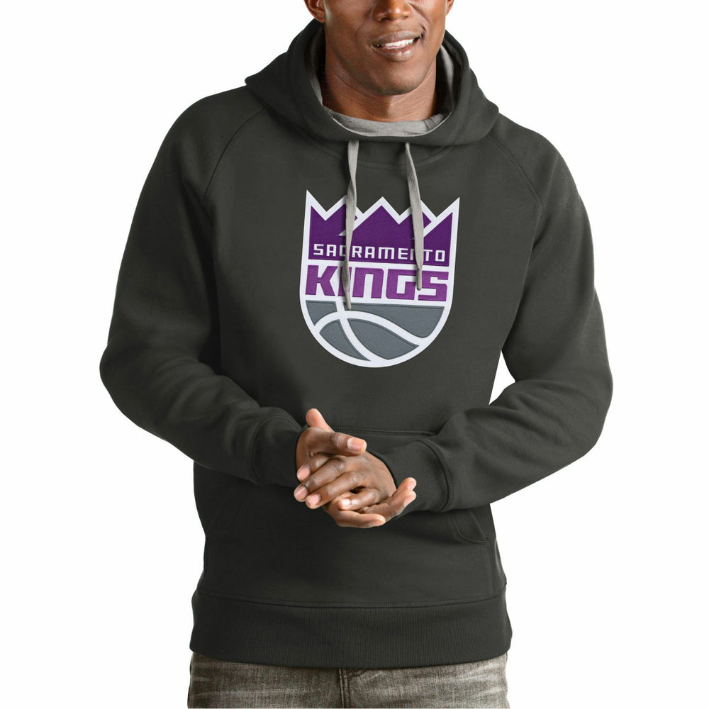 Sacramento Kings Antigua Team Logo Victory Pullover Hoodie Charcoal - NBA