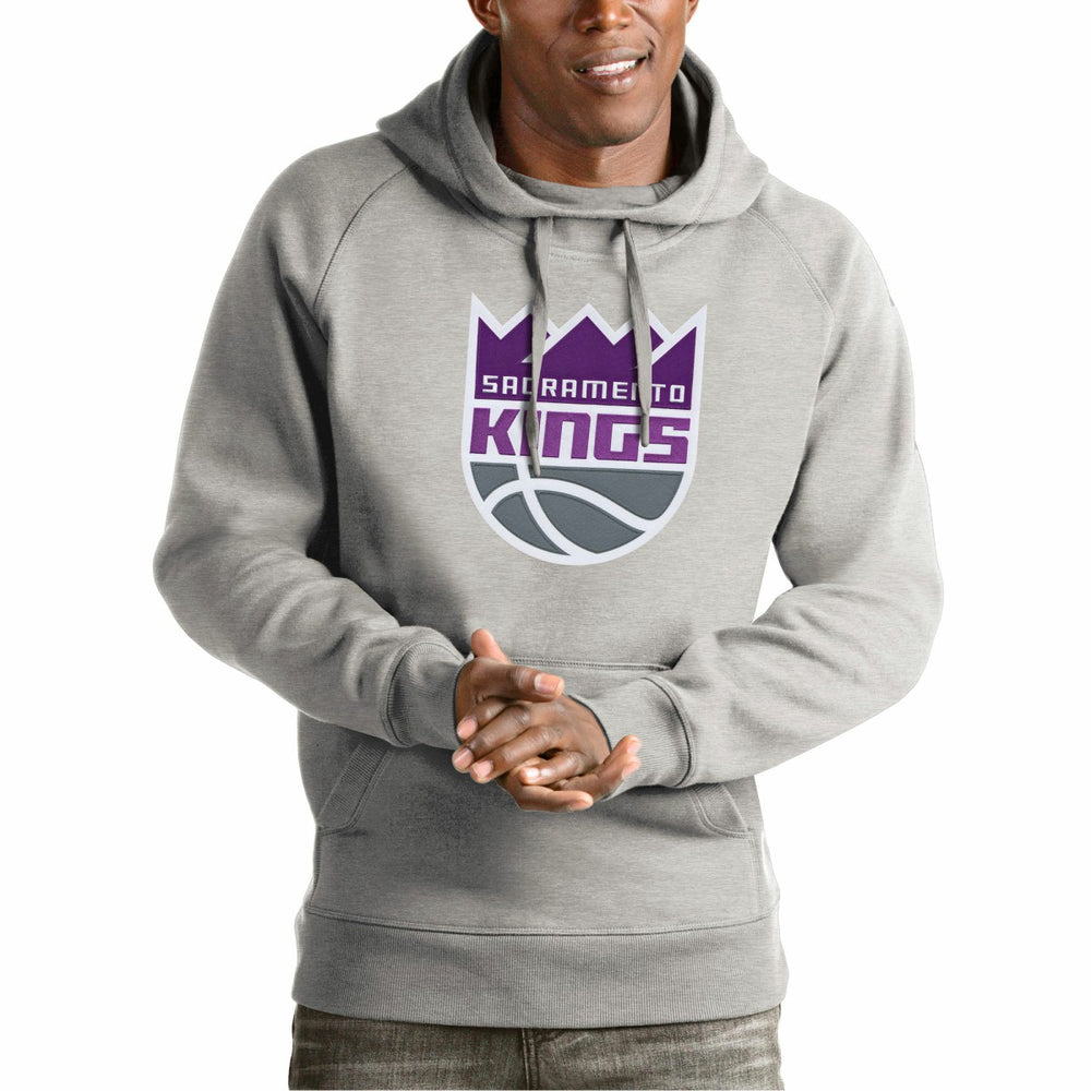 Sacramento Kings Antigua Team Logo Victory Pullover Hoodie Heather Gray - NBA