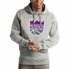 Sacramento Kings Antigua Team Logo Victory Pullover Hoodie Heather Gray - NBA