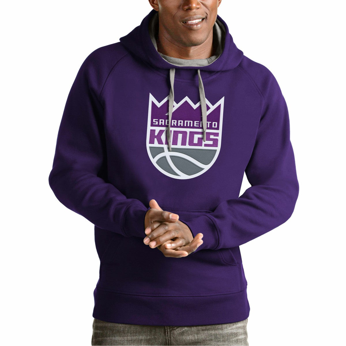 Sacramento Kings Antigua Team Logo Victory Pullover Hoodie Purple - NBA
