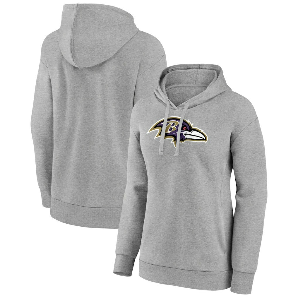 Baltimore Ravens Women's Primary Logo Pullover Hoodie Gray | NFL