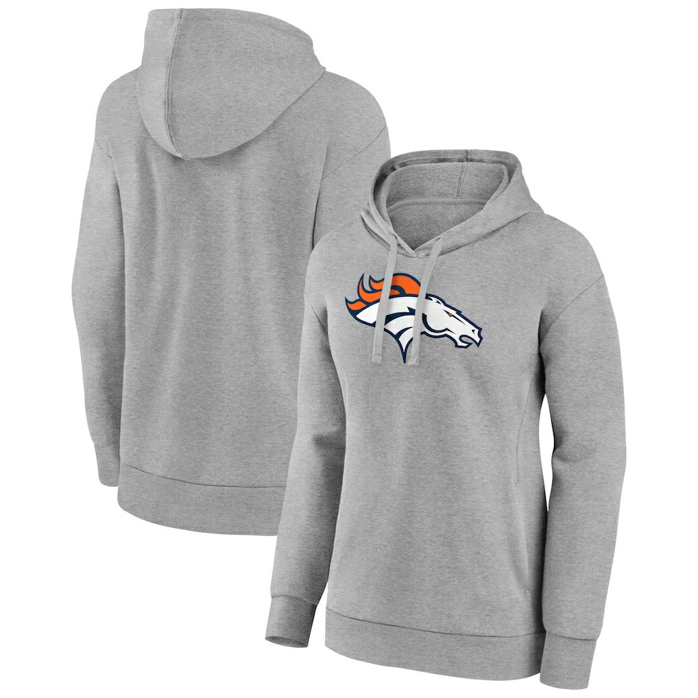 Denver Broncos Women's Primary Logo Pullover Hoodie Gray | NFL