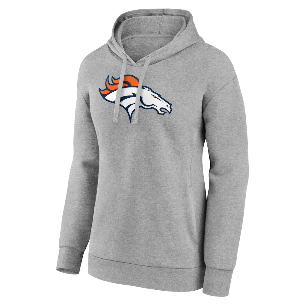 Denver Broncos Women's Primary Logo Pullover Hoodie Gray | NFL