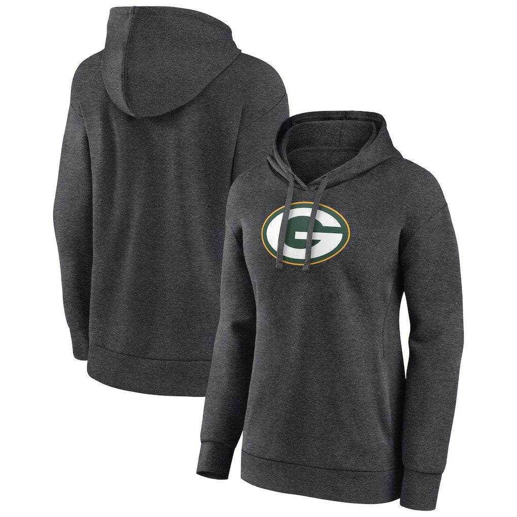 Green Bay Packers Women's Primary Logo Pullover Hoodie Charcoal | NFL