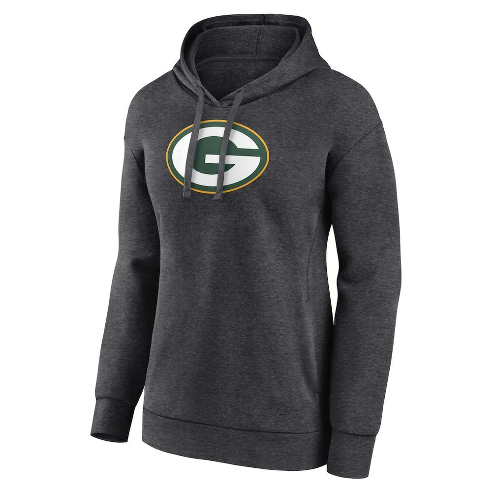 Green Bay Packers Women's Primary Logo Pullover Hoodie Charcoal | NFL