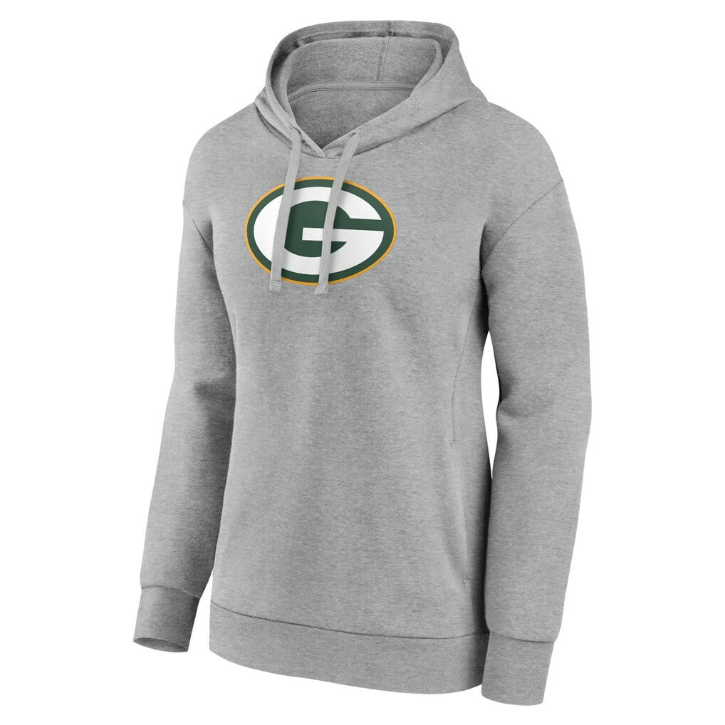 Green Bay Packers Women's Primary Logo Pullover Hoodie Gray | NFL