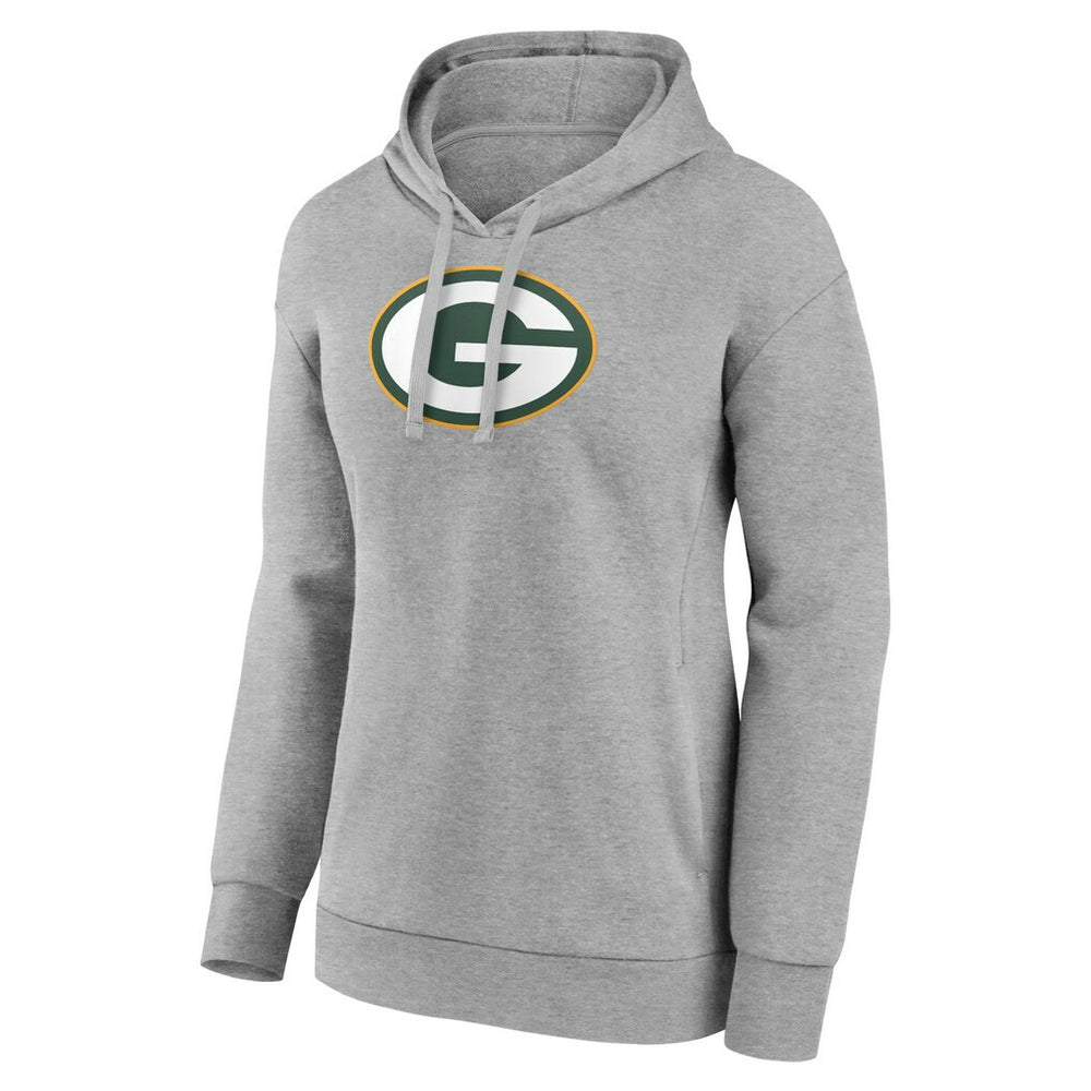 Green Bay Packers Women's Primary Logo Pullover Hoodie Gray | NFL