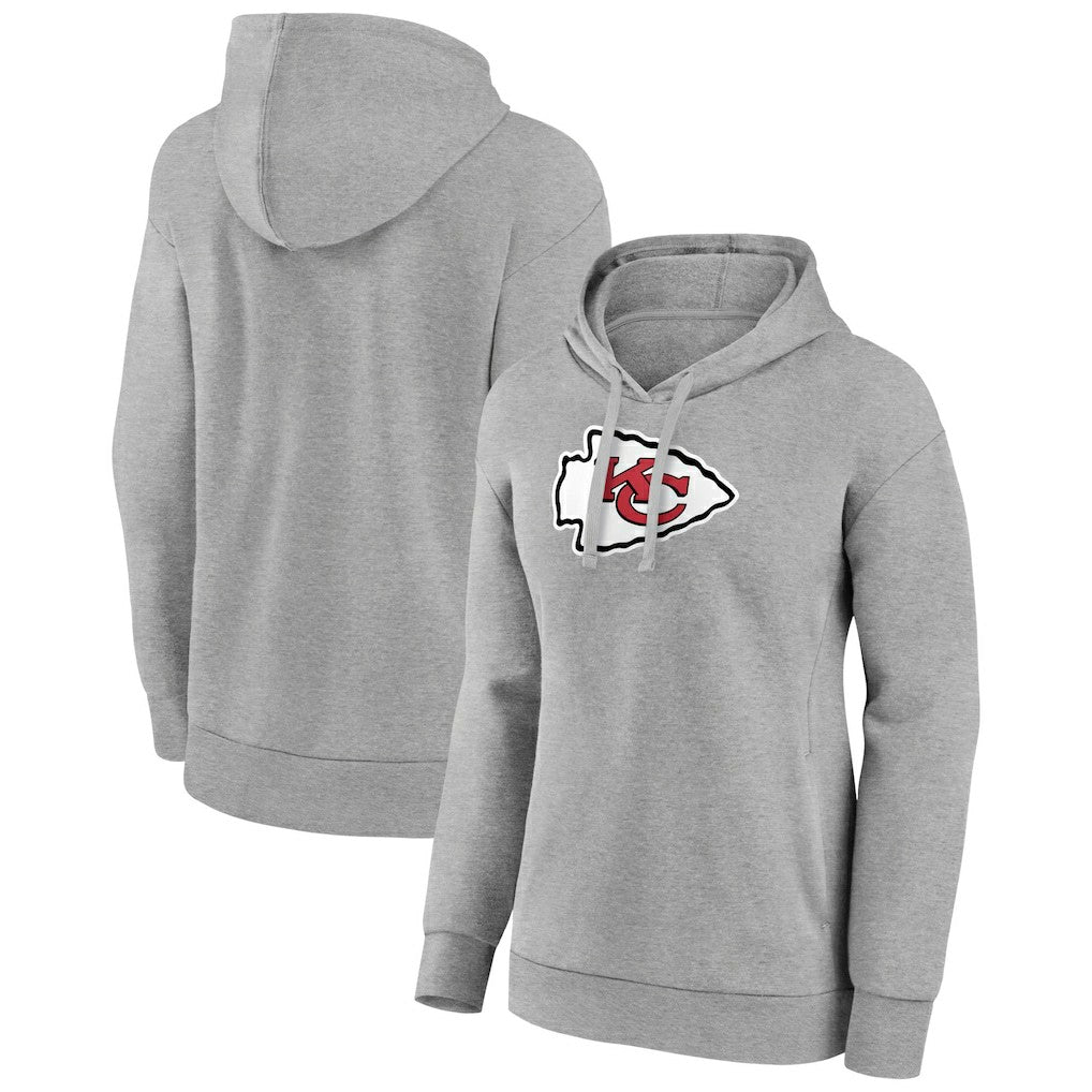 Kansas City Chiefs Women's Primary Logo Pullover Hoodie Gray | NFL